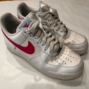 Nike Women’s White and Pink Air Force 1 Sneakers